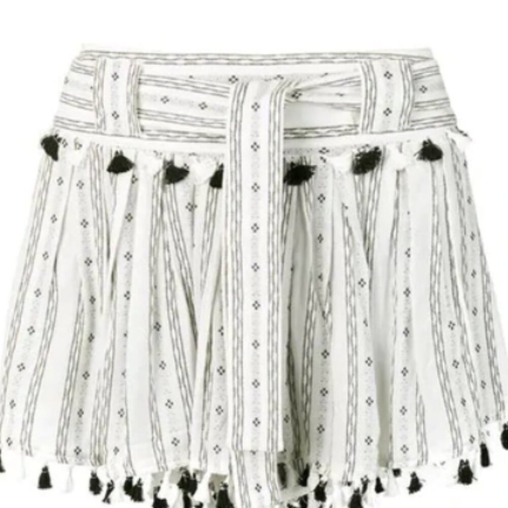 DODO BAR OR Inga Tasseled Pleated Cotton-jacquard Mini Skirt In White, Size S